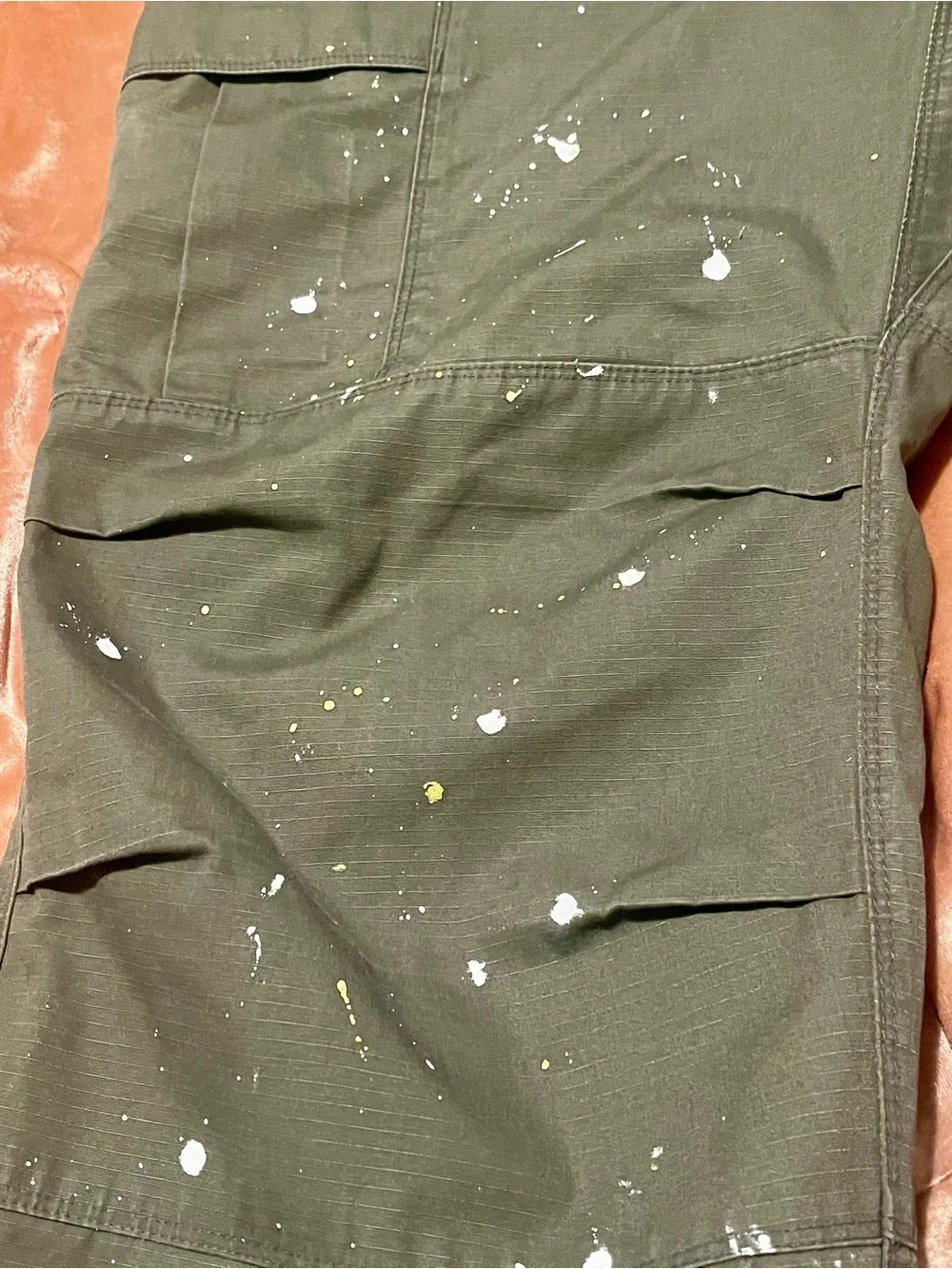 🔥 CUSTOM HAND-PAINTED Y2K OLIVE GREEN CROPPED UTILITY CARGO PANTS 🔥